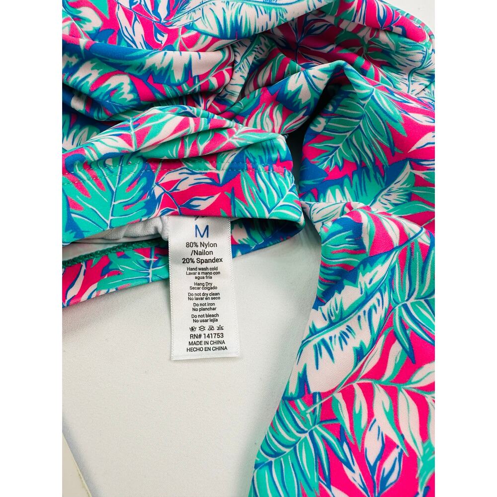 NWT Poetry in Ocean Tropical Long Sleeve Bikini Set Bright Palm Juniors Size M - Picture 3 of 11